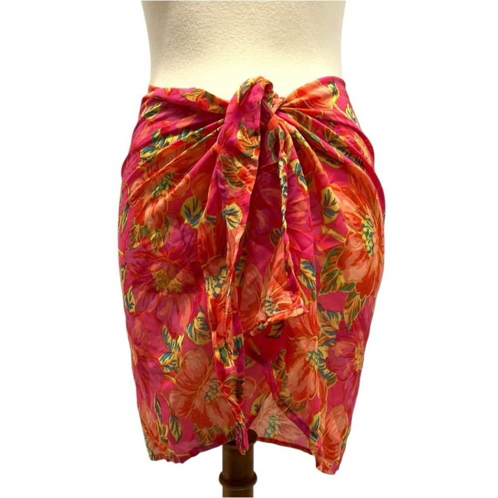 Beach Riot Melanie Miami Peony Pink Floral Sarong Swim Wrap Women’s One Size - Picture 4 of 10